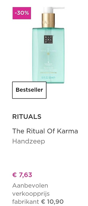 Rituals handzeep aan - 30%