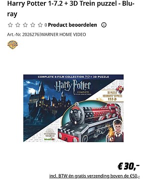 Harry Potter 1-7.2 + 3D Trein puzzel