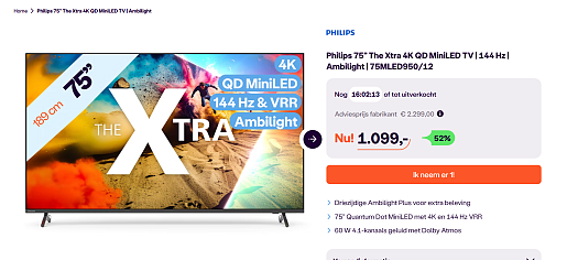 Televisie: Philips 75" The Xtra 4K QD MiniLED TV