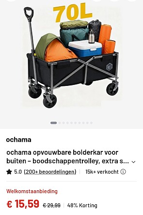 Bolderkar aan 15,59€ bij joybuy