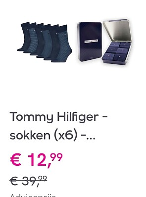 6 paar sokken Tommy Hilfiger voor 13€