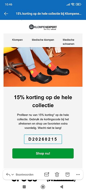 Klompenexpert.nl: 15% korting