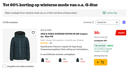 Dagdeal bol: extra korting op winterse mode