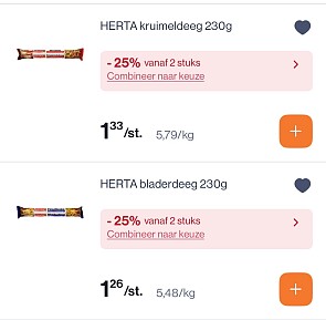 Herta bladerdeeg en kruimeldeeg goedkoper