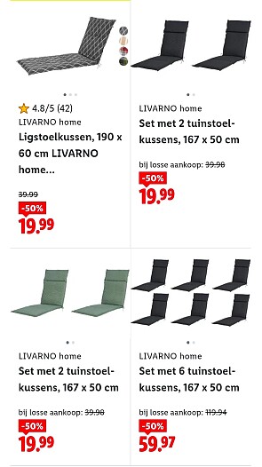 Tuinstoelkussens tot -50% bij Lidl