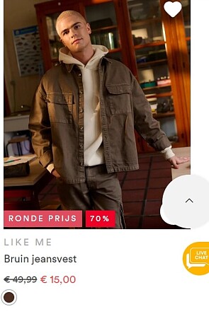 Like me bruine jeansvest -70% bij jbc