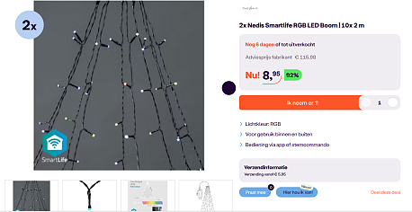 Bereid je nu al voor op de feestdagen ;) 2x Nedis Smartlife RGB LED Boom | 10x 2 m