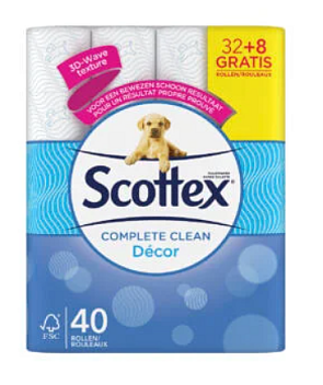 Scottex Complete Clean Décor WC-papier 32+8 gratis