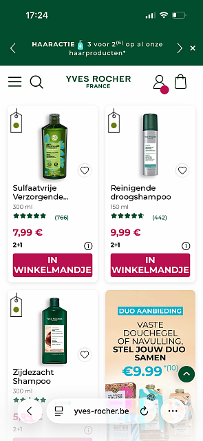 Actie op haarproducten