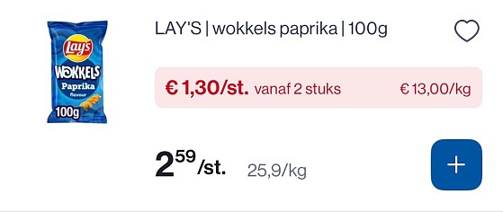 Lays wokkels paprika 100 gram -50%