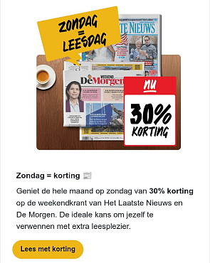 -30% op weekendkrant HLN en De Morgen 📰