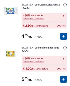 Scottex vochtige doekjes met dubbele korting