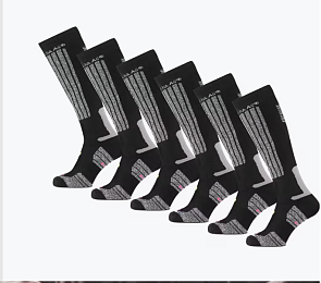 Poederbaas Skisokken 6-pack Zwart -48%