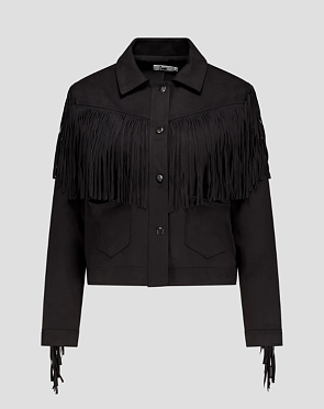 Zwarte vest met franjes -70%