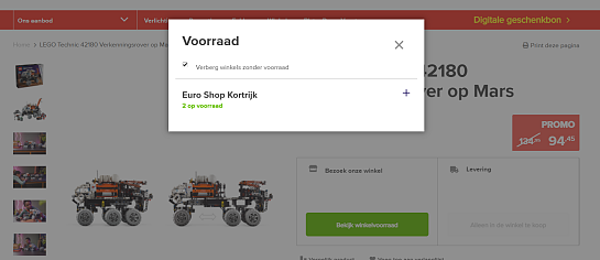 Populaire LEGO Technic 42180 Verkenningsrover op Mars ! Euroshop Kortrijk