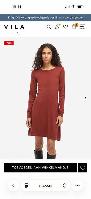 VIHELLIE LANGE MOUWEN KORTE JURK -70%