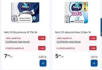 Nalys toilet papier en huishoudrollen goedkoper