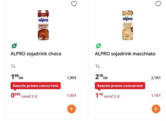 Alpro drinks -50% bij Colruyt