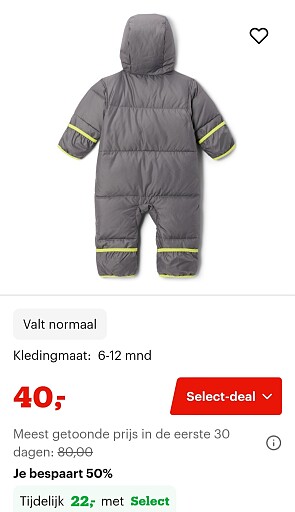 Sneeuwpak baby maat 6/12 -50%