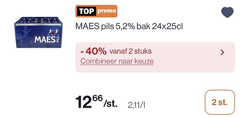 Cristal Alken pils 24x25 cl en Maes pils 24x25 cl in promo