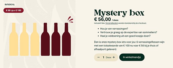 Mystery box wijn voor slechts 56€ ipv 100€ bij voor