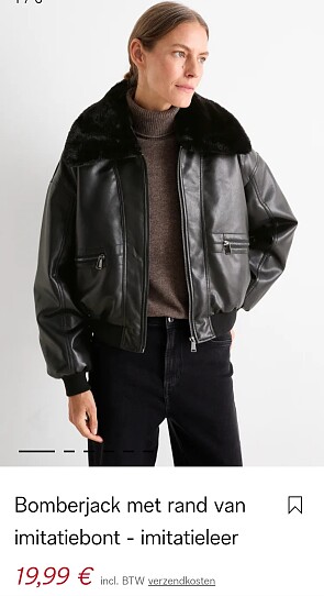 Bomberjack met rand van imitatiebont - imitatieleer -71%