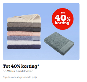 Tot 40% korting op handdoeken van Walra