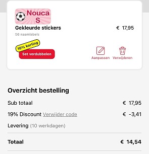 19% korting op website mynametags