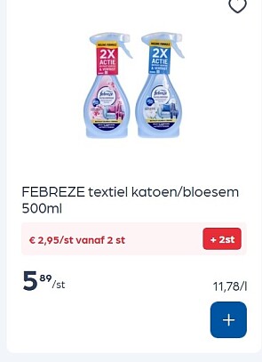 Febreze textiel spray katoen/bloesem -50%