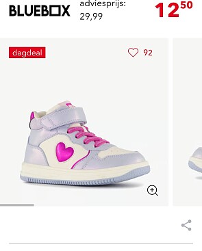 Hoge meisjes sneakers met hartje lila