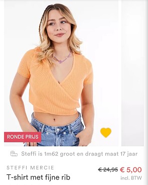 Steffi Mercie t-shirt met fijne rib