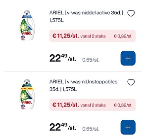 Ariel vloeibaar wasmiddel -50%
