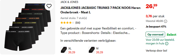 7-pak Jack&Jones onderbroeken voor heren goedkoop bij Bol