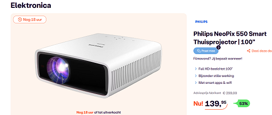 Philips NeoPix 550 Smart Thuisprojector | 100"