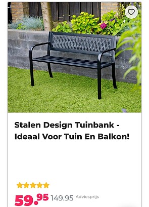 Stalen design tuinbank