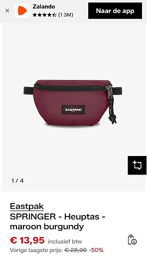 Heuptasjes van Eastpak tot 50% op Zalando