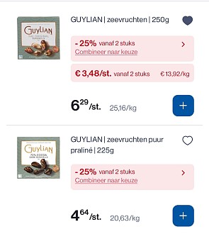 Guylian chocolade zeevruchten goedkoper