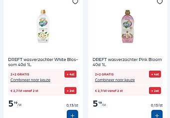 Dreft wasverzachter 2 voor slechts 2,85€