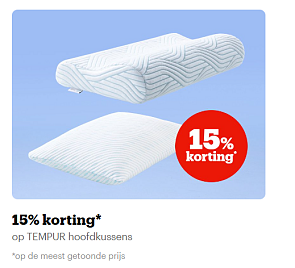 15% korting op TEMPUR hoofdkussens