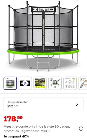 Trampoline gekocht met 40% korting