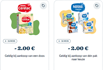 Tot -€7,00 of 1+1 gratis op Nestlé producten