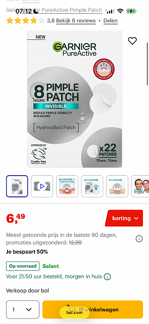 Garnier PureActive Pimple Patch - Onzichtbare Pimple Patch -50%