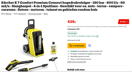 Kärcher K 7 Comfort Premium Connect hogedrukreiniger - 180 bar