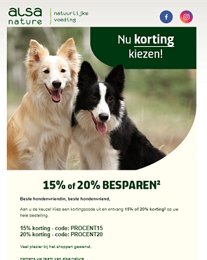 Alsa-natura.nl: 15% of 20% korting
