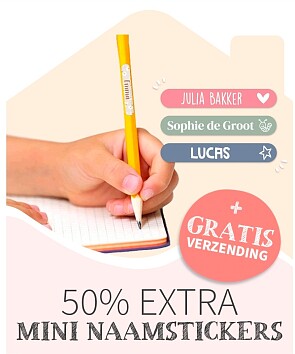 50% EXTRA Mini Naamstickers + gratis verzending