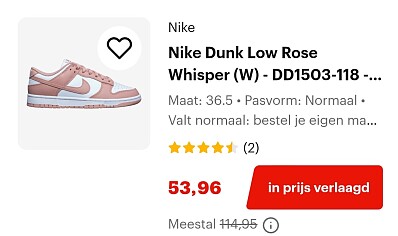 Nike dunk Low aan 53,96€