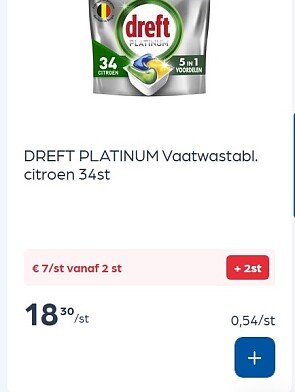 Dreft vaatwastabletten platinum citroen goedkoper