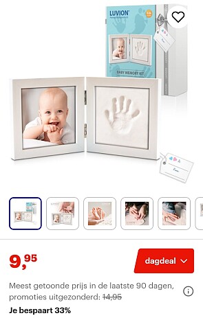 Baby fotolijstje met klei afdruk -33%