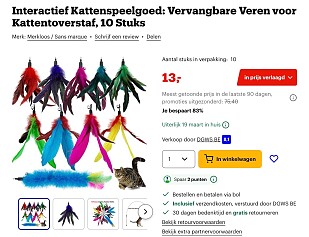 Vervangbare Veren voor Kattentoverstaf, 10 Stuks
