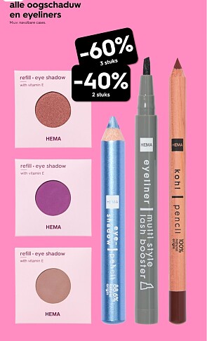 Oogschaduw en eyeliner tot 60% korting bij Hema